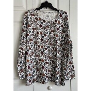 HASTING & SMITH TOPS SIZE 3X FLORAL CREW NECK 3/4 SLEEVE PULLON COTTON/POLYESTER